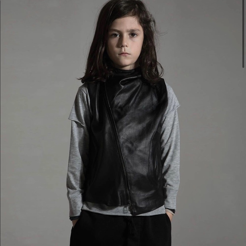 Nununu Black Leather Vest. Size 4-5 Years. Perfect Condition.